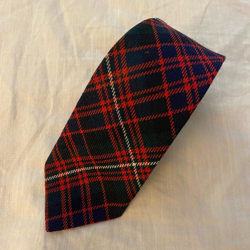 Vtg Pringle Scotland Wool Tie MacDonald Glengarry Plaid